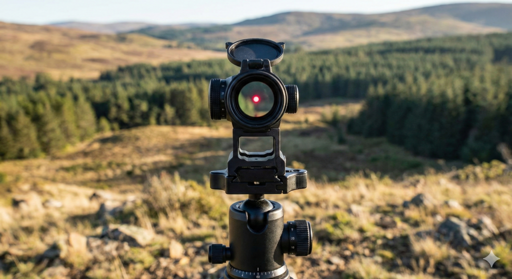 Right red dot sight on rifle platform