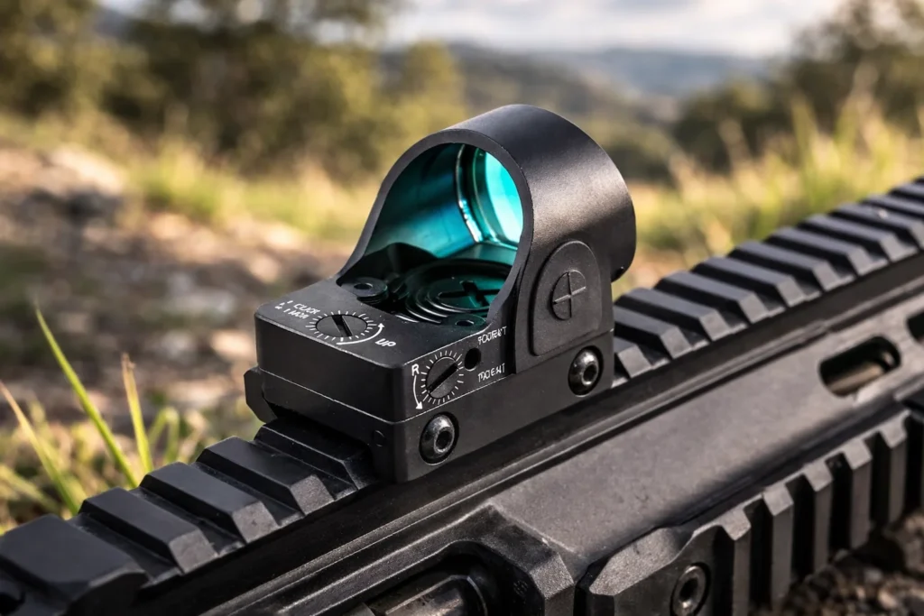 AKR3-red-dot-sight-mounted-picatinny-rail-outdoor
